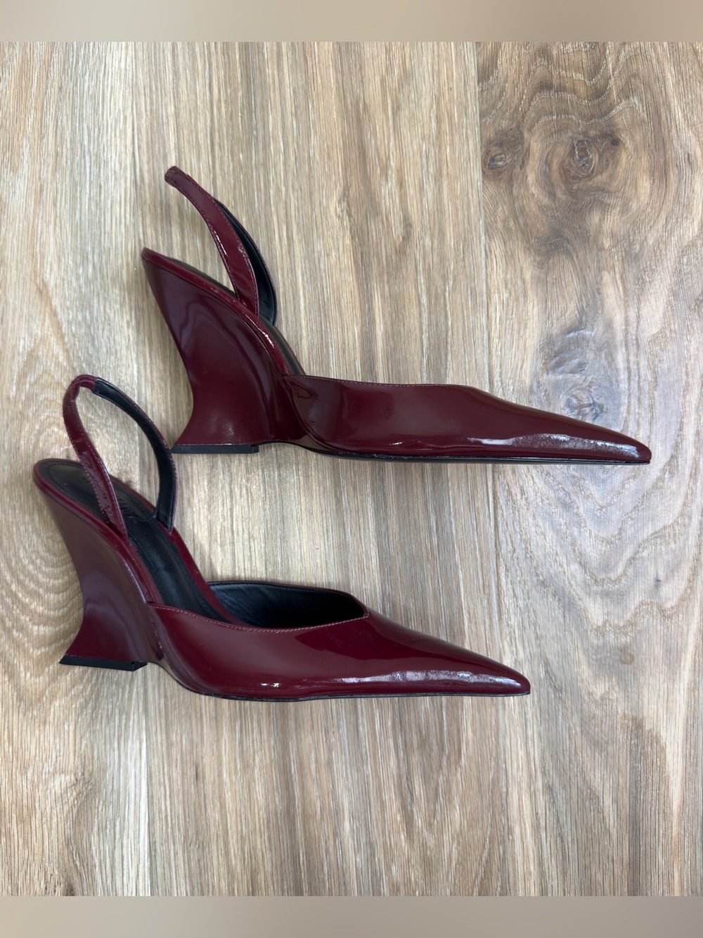 SCHUTZ Siena Rubi Wine Patent Slingback Wedge Pumps Size 9 - Picture 5 of 9